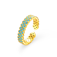Bague Ouverte Plaqué Or en Argent Sterling 925 avec Zircons Cubiques 6A et Turquoise, Bijoux de Luxe pour Femme, Vente en Gros Direct Usine