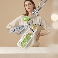 Pendentif décoratif en pierre de cristal naturelle pour aromathérapie, flacon d'huile, bouteille votive, collier, bijou
