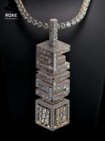 Pendentif personnalisé certifié IGI en or 9K-18K/or rose, diamant de laboratoire VVS entièrement glacé, collier hip-hop - Testeur de diamant inclus