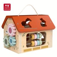 PHOOHI Jouet de ferme en bois portable, avec scènes de construction et de jeu, pour l'éveil cognitif et l'association de formes