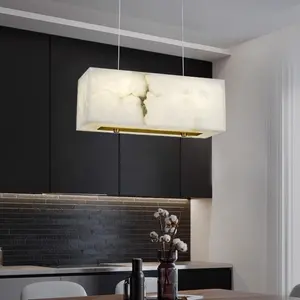 Özelleştirme dikdörtgen Led lineer ofis kolye işık Modern tavan lambası Alabaster kolye lambaları yemek odası otel için kullanılan