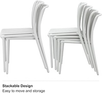 Chaises de salle à manger empilables en plastique blanc moderne, résistantes aux intempéries, pour restaurant en plein air, salle à manger, dossier haut, pour meubles de maison