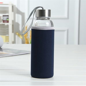 Bouteille d'eau en <span class=keywords><strong>verre</strong></span> borosilicate sans BPA de 18 oz (500 ml, 350 ml-1 L) personnalisable avec manchon et bouchon en acier inoxydable - Product Image 4