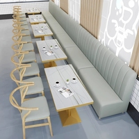 Ensemble de salle à manger moderne Fast Food Cafe Banquette de restaurant en bois durable et métal et canapé avec tables et chaises de style panneau