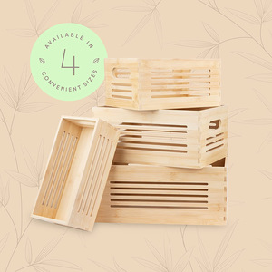 Boîte de rangement de bureau en bambou, rectangulaire, sans couvercle, pour organiser les mouchoirs et les cosmétiques dans la salle de bain - Product Image 1