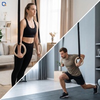 Anillas de Gimnasia de Madera Portátiles con Correa Ajustable Integrada para Entrenamiento Corporal y Ejercicios de Suspensión
