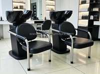 Fauteuil de lavage portable noir avec fonctions de massage, utilisation polyvalente, en cuir synthétique, pour salon de coiffure, salle de bain, atelier, barbier