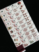 En stock – Nouvel ensemble de tuiles de Mahjong classique américain oriental, 160 pièces en acrylique, format voyage, pour 4 joueurs, Thème Tai Chi Dragon Rouge Bambou