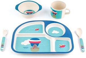 Phân Hủy Sinh Học Hữu Cơ Tái Chế Xách Tay Bền Tre Sợi Tre Trẻ Em Bộ Đồ Ăn Với Mô Hình Động Vật - Product Image 3