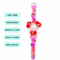 Reloj de Cuarzo Infantil con Diseño de Dibujos Animados Brillantes para Regalo, Pequeña Sirenita