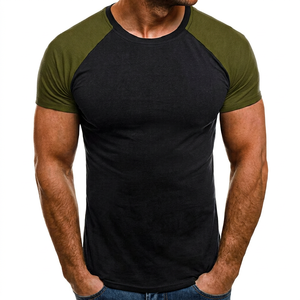 <b>Men's</b> Half Sleeve Sporty Quick Dry Breathable T-Shirt Black Olive Green Solid Slim Fit O-Neck Casual Jersey Knitted Cotton Top - Product Image 1