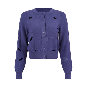 Suéter de Punto Personalizado para Mujer, MOQ Bajo, Manga Larga, Cuello Redondo, Color Sólido, Botones Decorativos, Cárdigan de Punto - Product Image 6