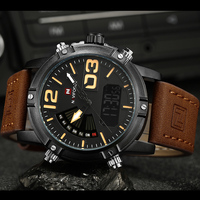 Reloj de Pulsera Deportivo Naviforce 9095 de Lujo, Marca de Moda, Reloj de Cuarzo para Hombre, Fecha, Semana, Doble Hora, Digital, Analógico, de Cuero