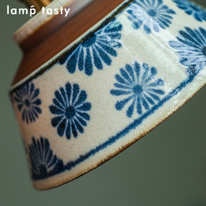 Lámpara colgante de cerámica Tasty, diseño floral bajo esmalte, redonda, E27, para comedor - Product Image 3