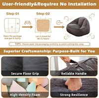 Grand pouf de sol pour adultes, adolescents et enfants, fauteuil confortable en velours côtelé avec rembourrage