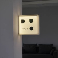 Enseigne lumineuse LED rectangulaire personnalisée, murale extérieure, en acrylique 3D, pour la publicité de logos de cafés et de commerces.