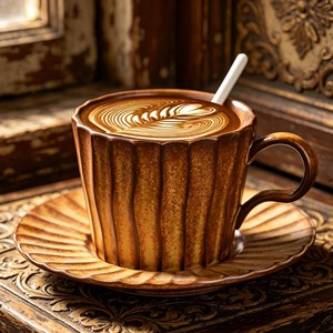 แก้วกาแฟเซรามิกสไตล์ญี่ปุ่นวินเทจหรูหราแบบแขวนหูจับ ขนาดเล็ก สวยงาม ของใช้ในบ้าน ของที่ระลึกอาหารเช้าสไตล์เรโทร - Product Image 1