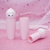 Tubos de Lápiz Labial Cosmético Vacíos, Sin Pedido Mínimo, Listos para Enviar, Diseño de Gato de Té Verde de Dibujos Animados, Color Rosa Bonito, 12.1mm, Tubo de Lápiz Labial Bonito en Stock