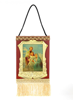 Icône orthodoxe en bois, diptyque, Saint Nicolas le Miracleur et Notre-Dame des Douleurs, icône religieuse de prière pour table