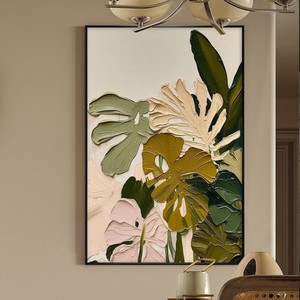 Pintura al óleo abstracta hecha a mano, cuadro rectangular con marco negro, arte de pared para decoración de la sala de estar y la entrada. - Product Image 3