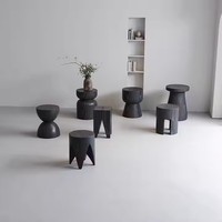 Table d'appoint en bois massif de style Wabi-Sabi moderne, tabouret en bois carbonisé avec pieds en tissu, tabouret bas d'automne B&B, décorations pour le salon