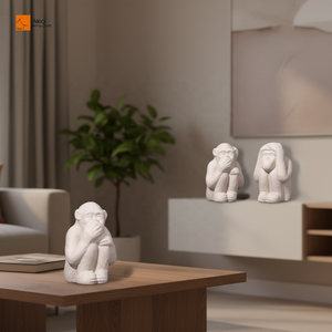 Ensemble de figurines en ciment des <span class=keywords><strong>Trois</strong></span> <span class=keywords><strong>Singes</strong></span> <span class=keywords><strong>Sages</strong></span>, Ne pas voir le mal, ne pas entendre le mal, ne pas parler du mal, écologiques, peintes à la main, modernes, Noël - Product Image 1