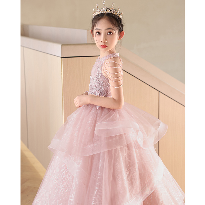 pink princess dress for girls Flower Girl Dress Children Communion Pageant Elegant Cute Sequins Pink marryshe