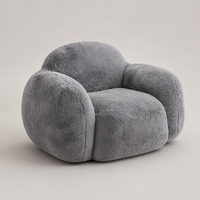 Fauteuil lounge gris en peluche, fauteuil d'appoint arrondi, fauteuil barillet rembourré doux pour salon, chambre, hôtel, coin lecture