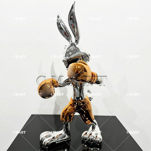Escultura de resina brillante de Bugs Bunny, el conejo boxeador, estilo Pop Art, con logotipo de marca, para decoración de escritorio y gabinete, artesanía de animales de dibujos animados. - Product Image 2