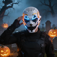 Masque de crâne cyberpunk LED, masque de cosplay futuriste lumineux pour Halloween, casque de costume d'Halloween réglable