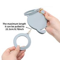 Loupe portable en forme de chat de dessin animé avec étui en cuir et sangle rétractable, pochette de protection en cuir PU, sac breloque