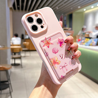 Ensemble de 2 pièces, Étui de téléphone portable avec porte-cartes adhésif, Coque arrière pour femmes pour iPhone 16 15 17 Air 18 Pro Max