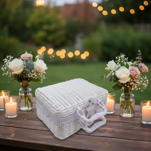 Cesta de Mimbre Rectangular Vintage de Lujo, Ecológica, para Picnic y Cesta de Regalo para Bebés, Diseño Nuevo de Fábrica, Venta Directa - Product Image 1