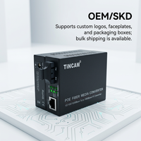 Convertisseur de média Gigabit TiNCAM 10/100/1000 Mbps 1 Port POE Switch SC SM, puissance totale 48W, portée 20km, IEEE802.3 AF/AT pour caméra IP CCTV
