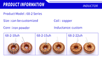 Noyau de poudre de fer à faible perméabilité T68-2 bobine d'inductance torique 10/15/22uH pour amplificateur de puissance numérique Audio