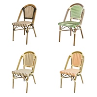 Chaise de salle à manger en rotin pour usage commercial français, empilable, design antique, durable, écologique, pour café en plein air
