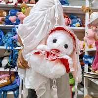 Sac à bandoulière en peluche Lapin Lolita mignon 27 cm, style robe à volants, doux et moelleux, porte-monnaie pour enfants, cadeau et vente en gros