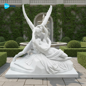 ギリシャ彫刻 キューピッドとプシュケ 手作りの白い大理石彫刻 屋外庭園・墓地用 - Product Image 6