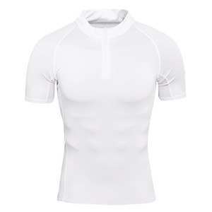 Customizable Logo Men's Sporty Gym Compression Exercise Shirts Breathable Quick-Drying Short Sleeve Mock Turtleneck for Summer - Product Image 4