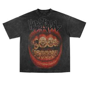 T-shirt surdimensionné de haute qualité pour hommes Top Hip Hop Street Fashion avec impression lourde Style décontracté 100% coton - Product Image 2