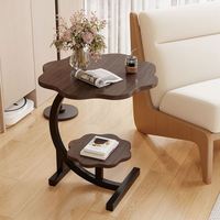 Nouvelle arrivée, table d'appoint en forme de fleur, 40 cm, table d'appoint en forme de C, table basse à 2 niveaux, bord arrondi, petit appartement, salon