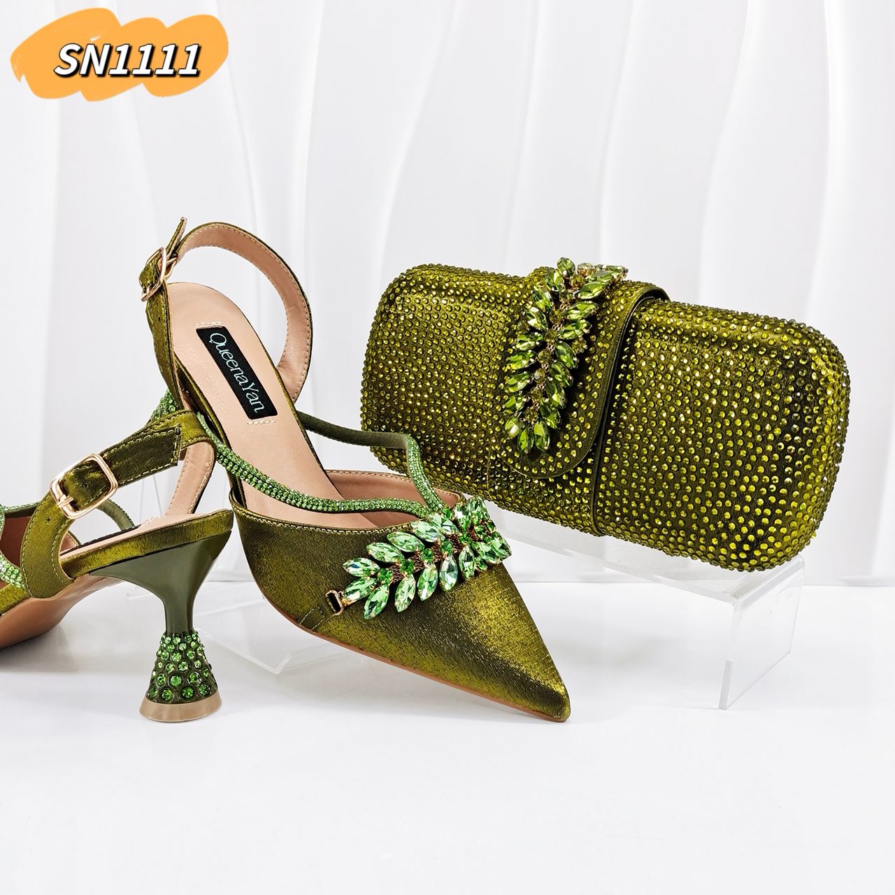 green emerald velvet dress Emerald Green Crystal Heels with Matching Clutch Bag  Becci's Bridal  Designs
