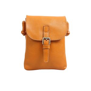 Bolso cruzado de cuero genuino para teléfono con hebilla de cinturón, tipo funda, para atuendos diarios, en amarillo atardecer, verde café y negro, ideal para primavera. - Product Image 5