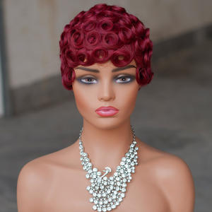 Nouvelle perruque <span class=keywords><strong>courte</strong></span> de style pixie, mécanisme de capuchon, couleur naturelle, petite <span class=keywords><strong>coiffure</strong></span> bouclée, stock d'usine, vente directe - Product Image 6