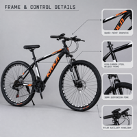 Vélo de montagne 21 vitesses, frein à disque, cadre en acier à haute teneur en carbone, double suspension, adulte, imperméable, cyclisme tout-terrain en plein air