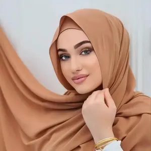 yiwu jingtai Wholesale Plain Pure Color Chiffon Hijabs Muslim Women Shawls Chiffon Scarf for Prayer