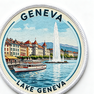 Geneva Lake Geneva Embroidered Iron-On Patch Circle Woven Fabric Gift Decorative Applique - Product Image 3
