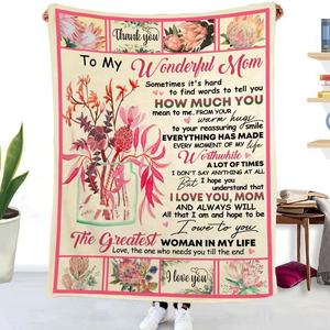 Manta personalizada impresa 'I Love You Mom', regalo de textiles para <span class=keywords><strong>el</strong></span> hogar para mujeres <span class=keywords><strong>en</strong></span> <span class=keywords><strong>el</strong></span> cumpleaños del Día de la madre - Product Image 4