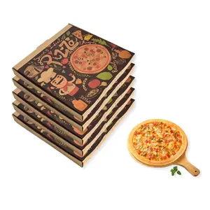 Food Grade Flute bergelombang sesuai pesanan desain Pizza kardus hitam potong Harga karton kotak Pizza bergelombang