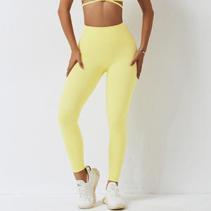 Étirement à quatre voies sans transparence peau nue femme Gym contrôle du ventre Leggings <span class=keywords><strong>de</strong></span> yoga vierges - Product Image 4